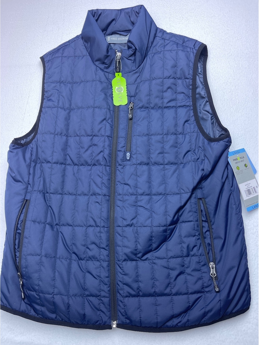 Free Country Men's Large Navy Blue Quilted Vest